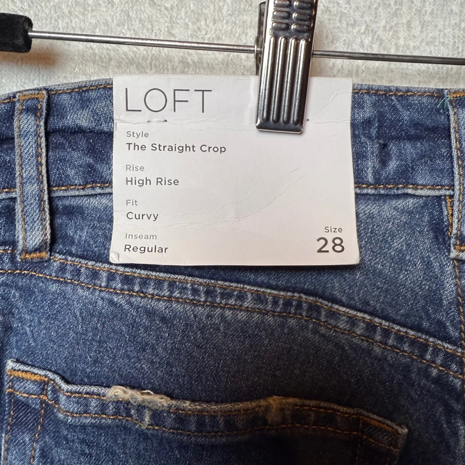 LOFT‎ The Straight Crop High Rise Curvy Fit Jeans Women's Size 28 Blue - Image 4