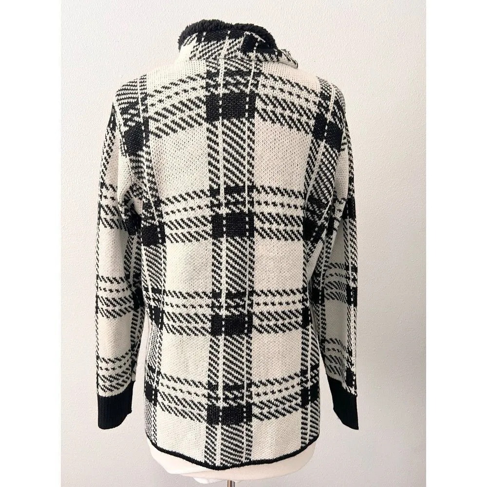 Women ADRIENNE VITTADINI WOMEN’S CARDIGAN KNIT SWEATER FAUX FUR TRIMMED.SIZE L. - Image 4