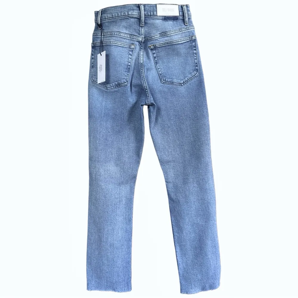 NWT RE/DONE 70’s Straight High Waist Distressed Raw Hem Jeans Sz 26 - Image 3