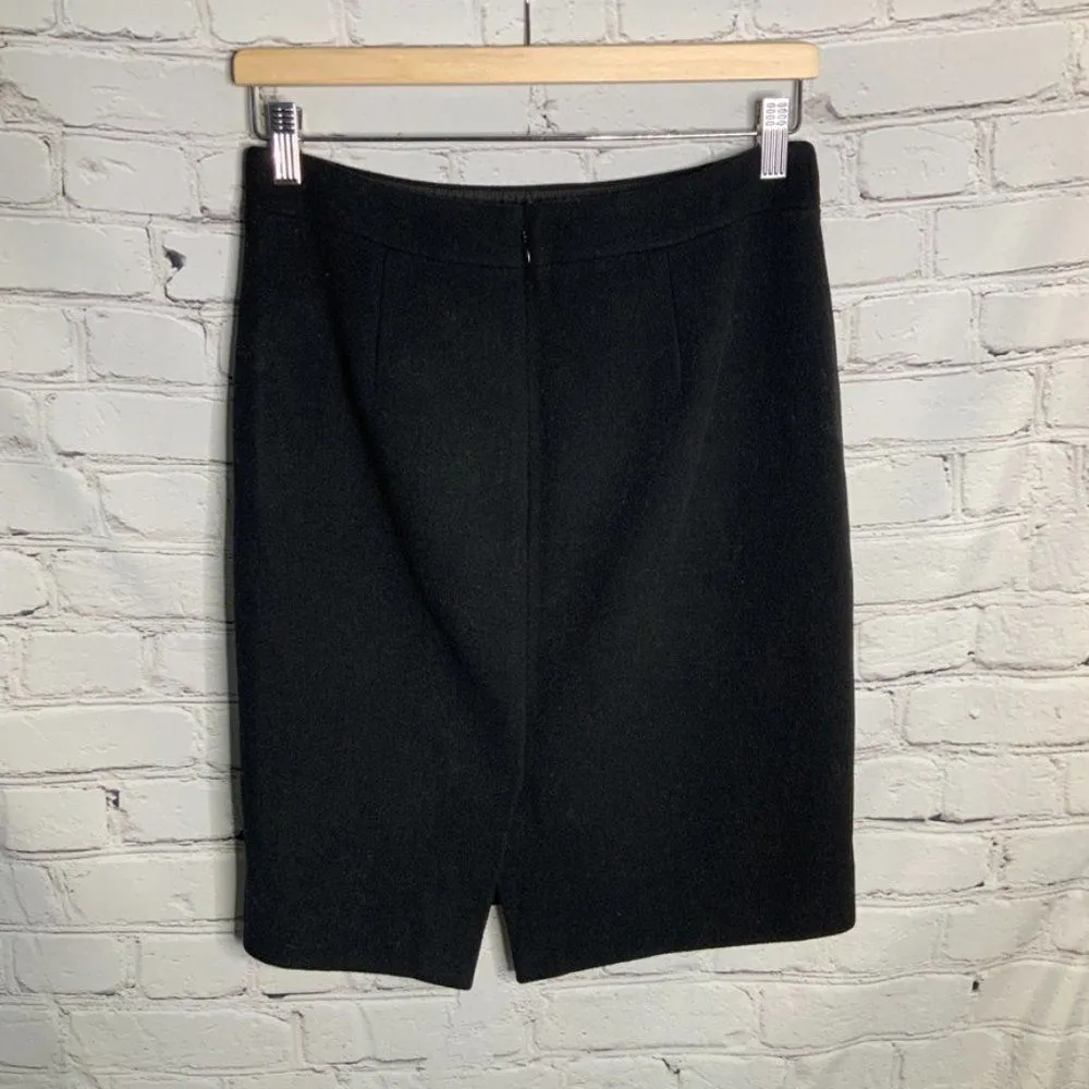 J. Crew Mercantile Pencil Skirt Size 0 Solid Wool Blend Office Black - Image 3