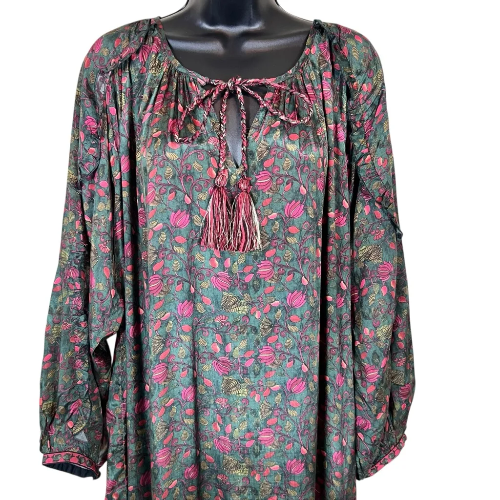 NATURAL LIFE Lula Dress Green Floral Ruffled Tiered Long Sleeve Maxi Dress - Image 3