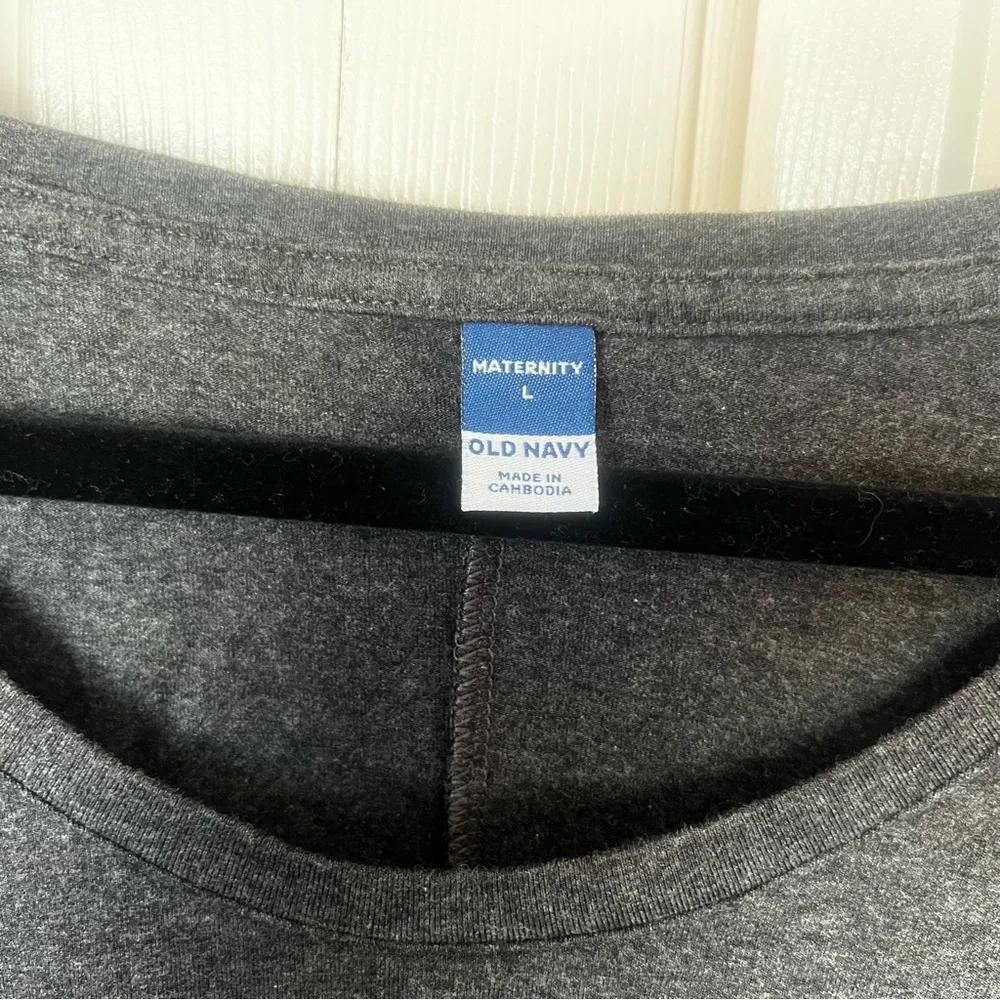 Old Navy Maternity Grey Gray Long Sleeve Jersey Knit Bodycon Knee Length Dress - Image 3