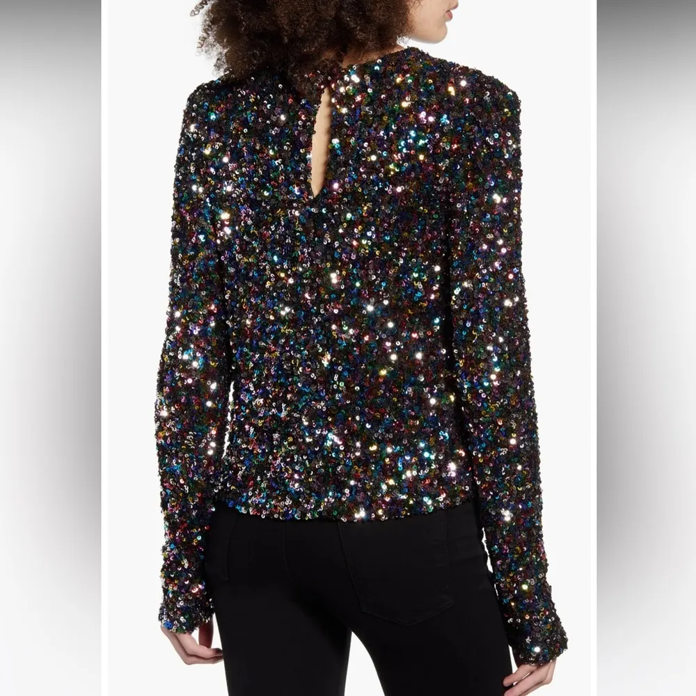 Endless Rose Long Sleeve Multi-Colored Sequin Top  Size XS - Image 5