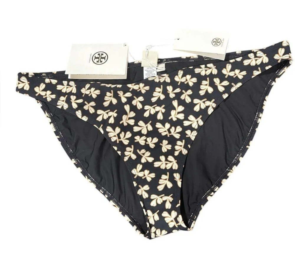 Tory Burch Black little leaves mid rise swim bottom size XL - Image 2