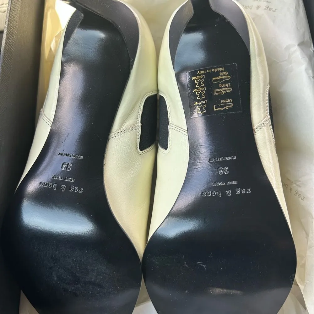 Rag & Bone Antique White Leather Ankle Shoes(Size 39/9) - Image 6