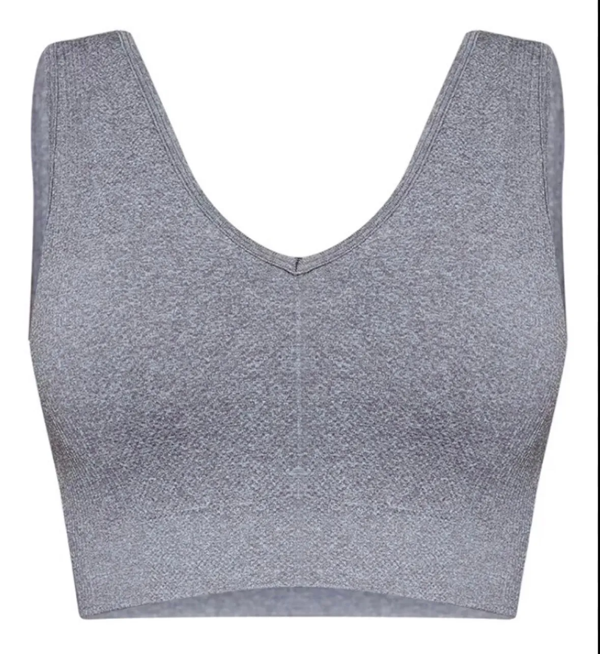 Heather Grey V Neck Sports Bra - Image 8