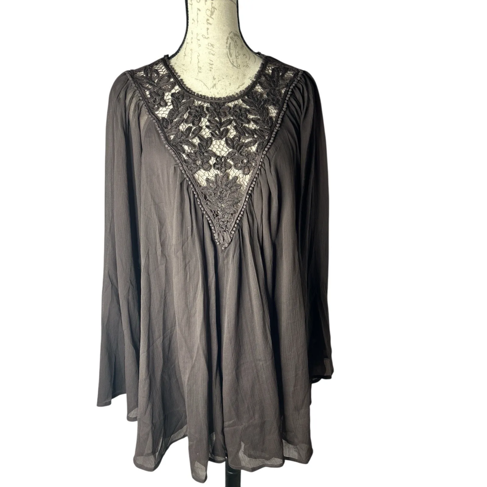 Free People Sunshine Of Love Brown Mini Dress size L - Image 2