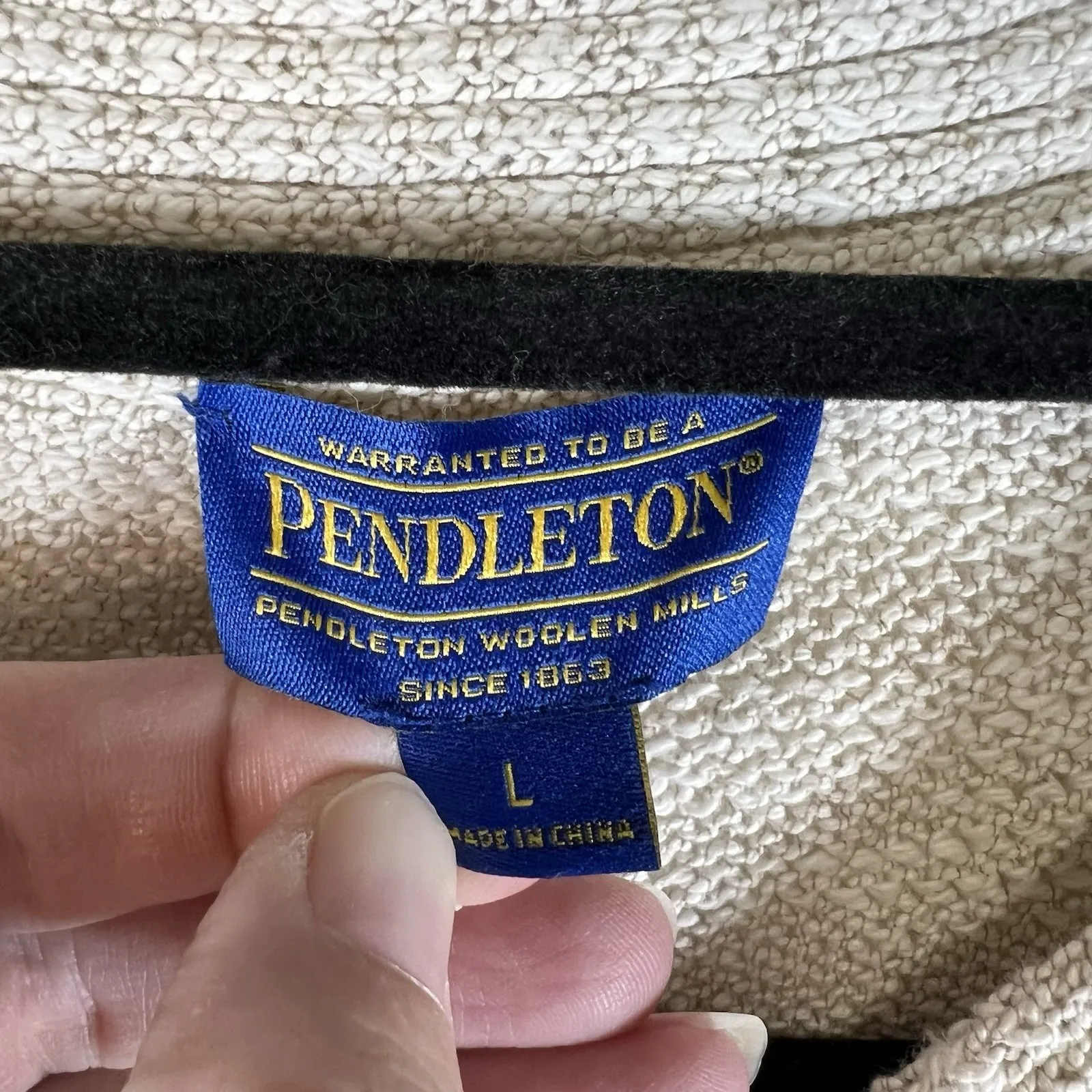 Pendleton‎ Cotton Cardigan Sweater Coastal Grandma Women Size Large Cream - Image 4