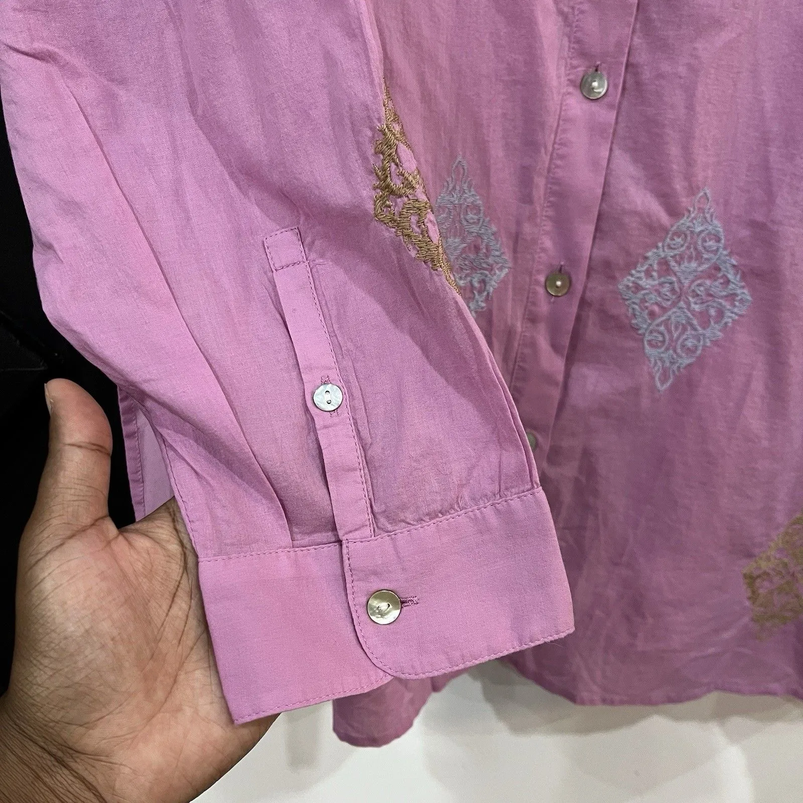 NWT J Jill Camellia Button Front Embroidered Tunic Top Size 2X Purple - Image 3