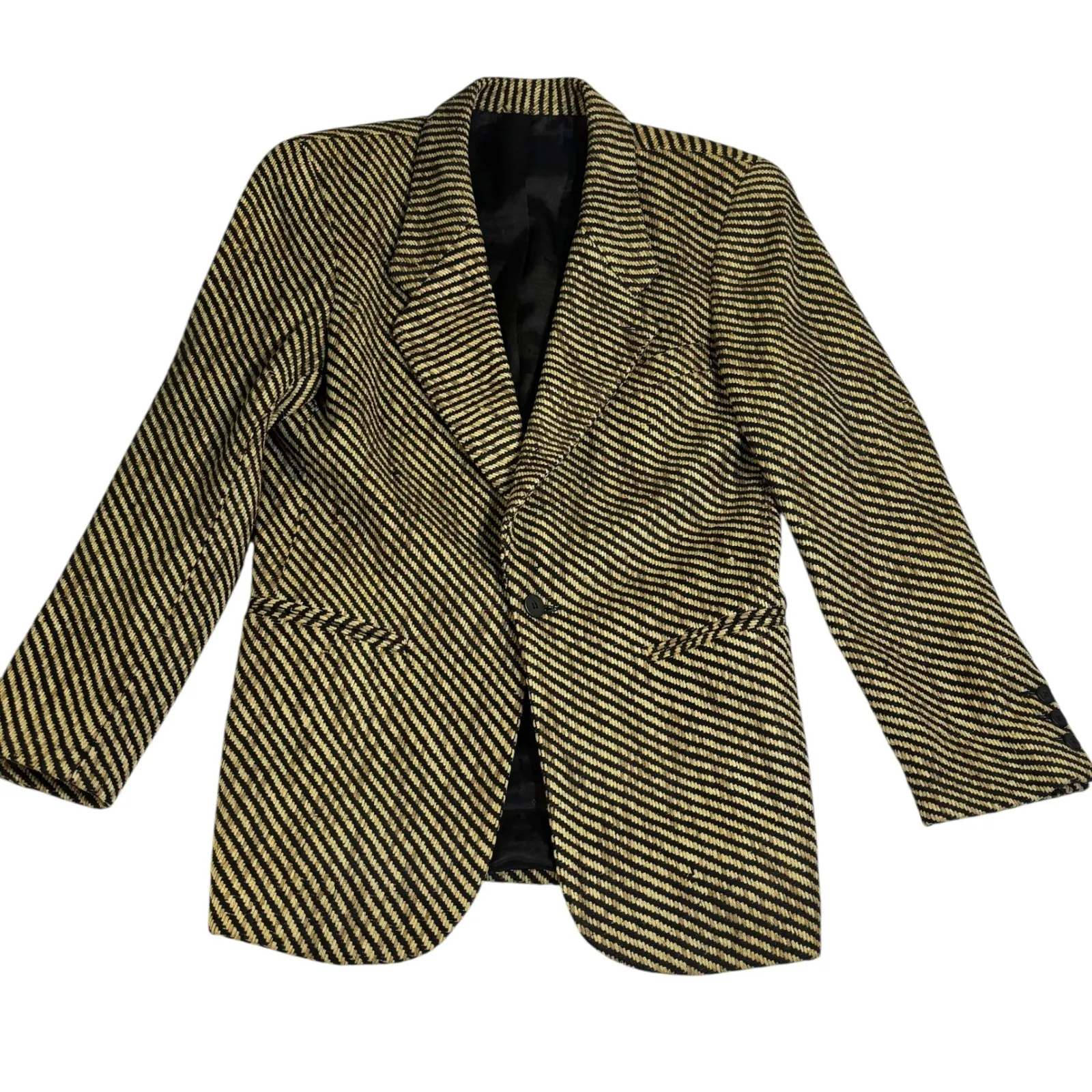 Emil Rutenberg USA Blazer Womens‎ 36 Hand Woven Silk Striped Jacket Coat* Tan Size L - Image 3