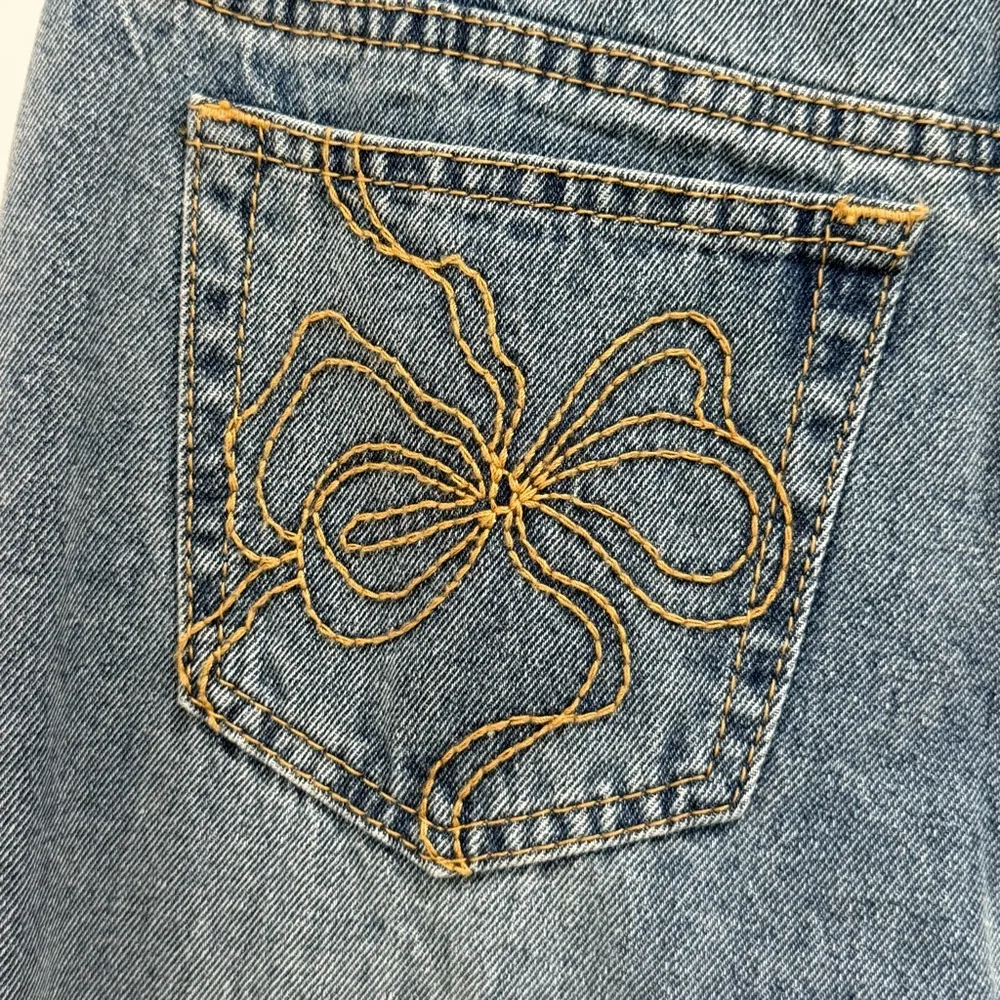 Love Shack Fancy Kala Flare Jeans High Rise Bow Detail Montauk Blue Size 25 New - Image 9