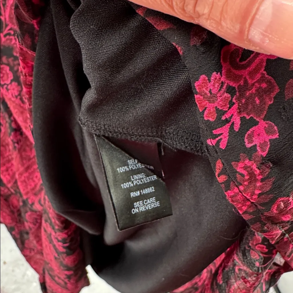 Torrid clip dot Black red Paisley sheer Long Sleeve Dress below knee length 0 - Image 13