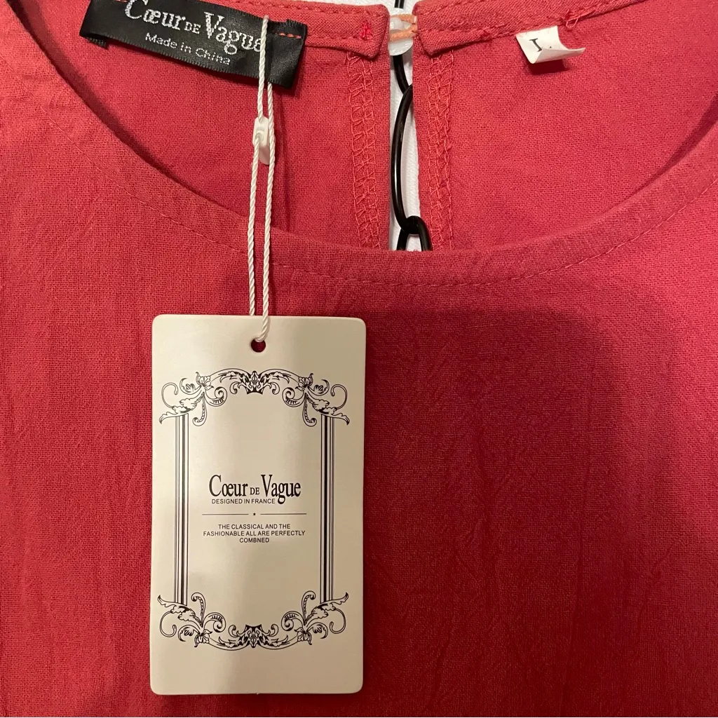 Coeur de Vague Ruffled Tier Swing Top NWT Women L Rust Sleeveless Boho Babydoll Red Size L - Image 3