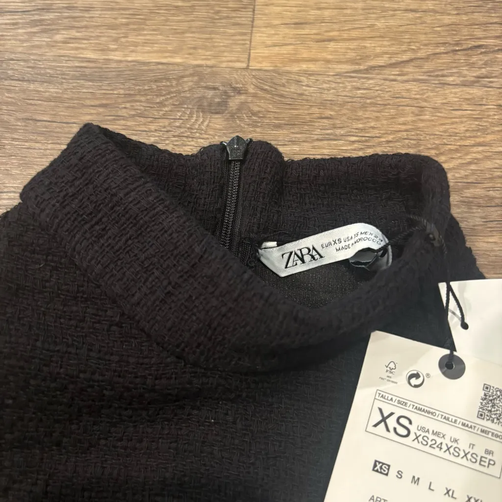 NWT Zara JOIN LIFE Black Textured Halter Crop Top Sustainable XS - Image 5