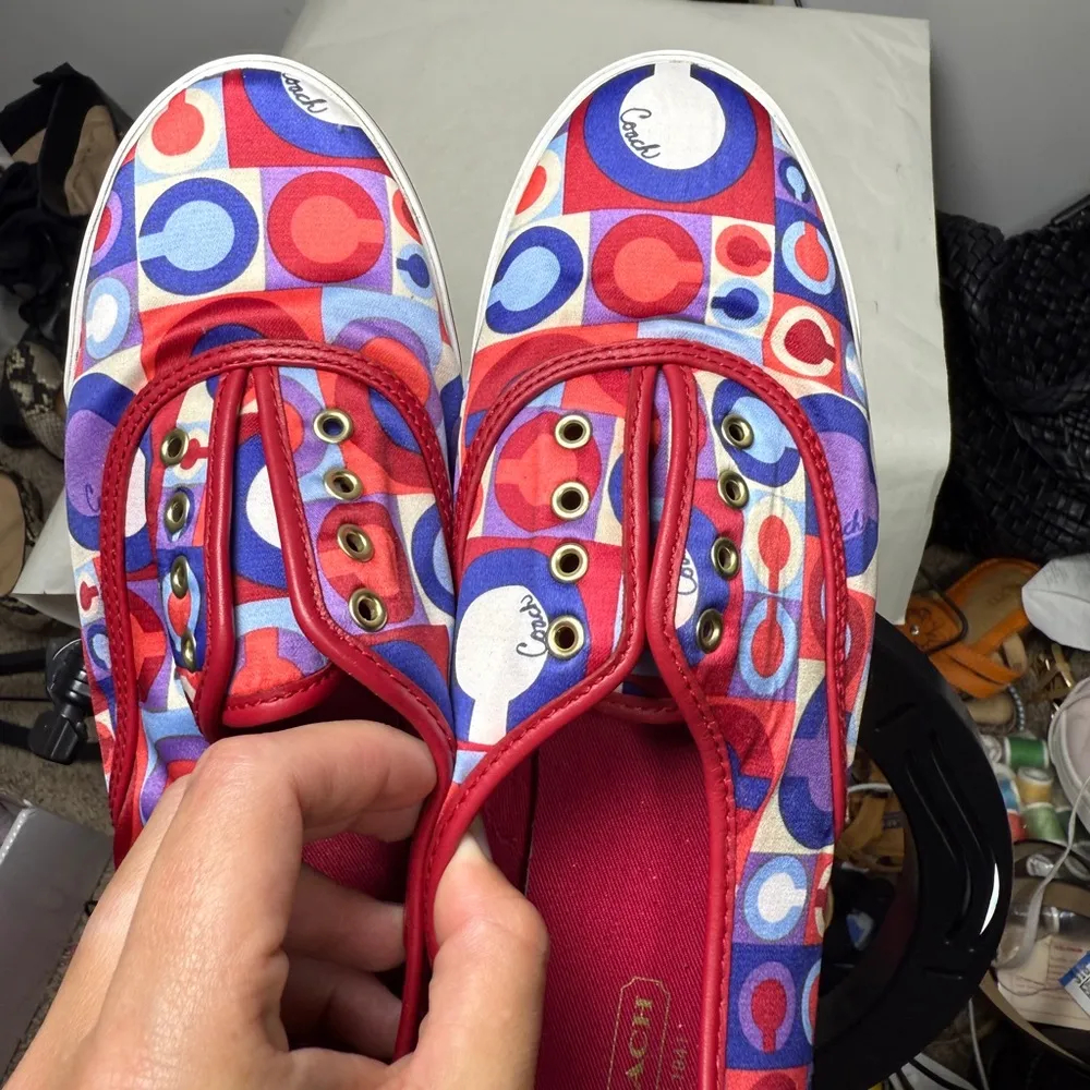 Coach Audrina Patchwork Satin Low Top Sneakers Sz 8.5 - Image 6