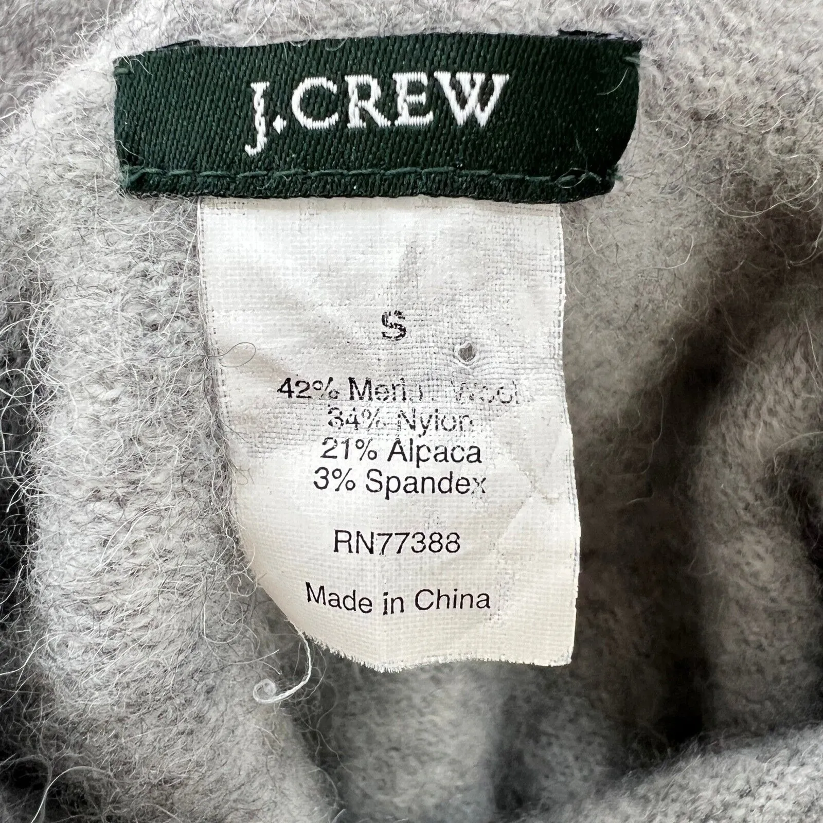 J.Crew Merino Wool Alpaca‎ Blend Turtleneck Sweater Womens Small Gray Soft Chic - Image 3