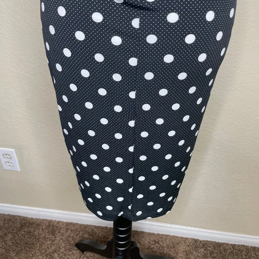 Vintage Black White Polka Dot Ruched Waist Cap Sleeve Midi Dress Sz 4 - Image 4