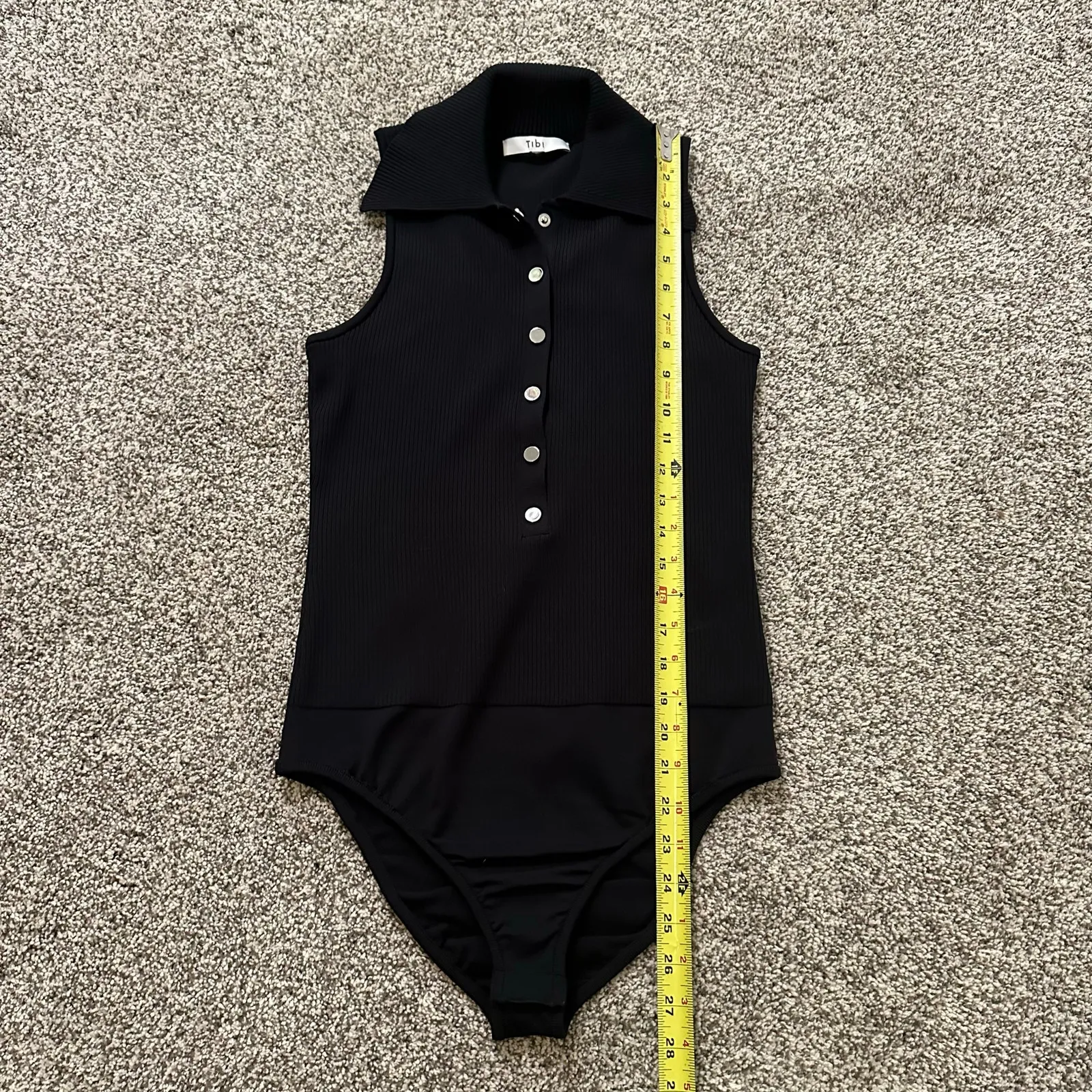 Tibi black ribbed button front sleeveless bodysuit - Image 8