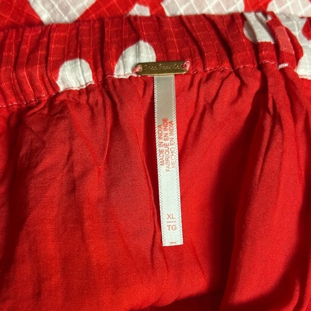 Free People Red White Floral Print Smocked Halter Crop Top Skirt Set Sz XL Boho - Image 9