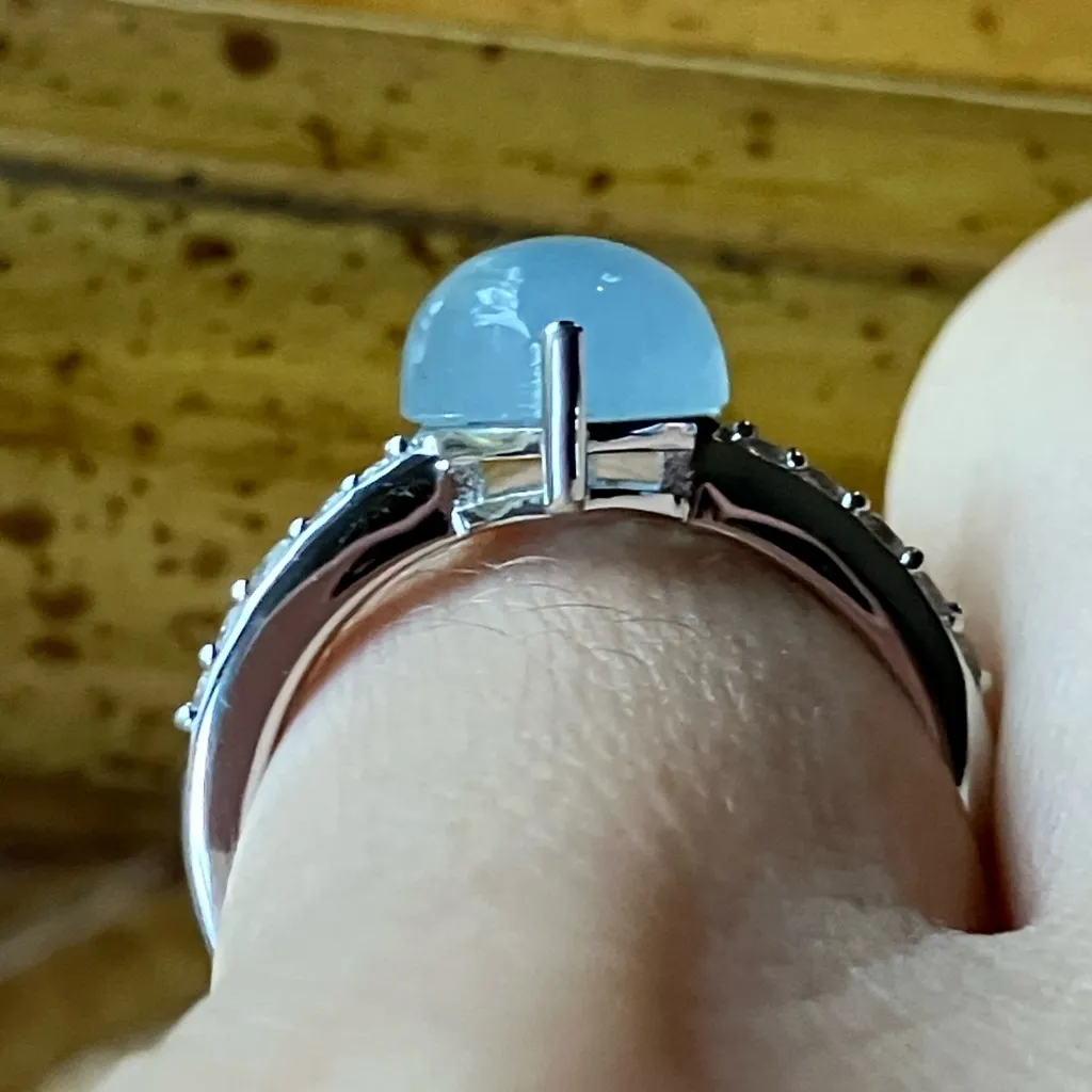 Genuine Aquamarine Sterling Silver Heart Ring Size 6 - Image 2