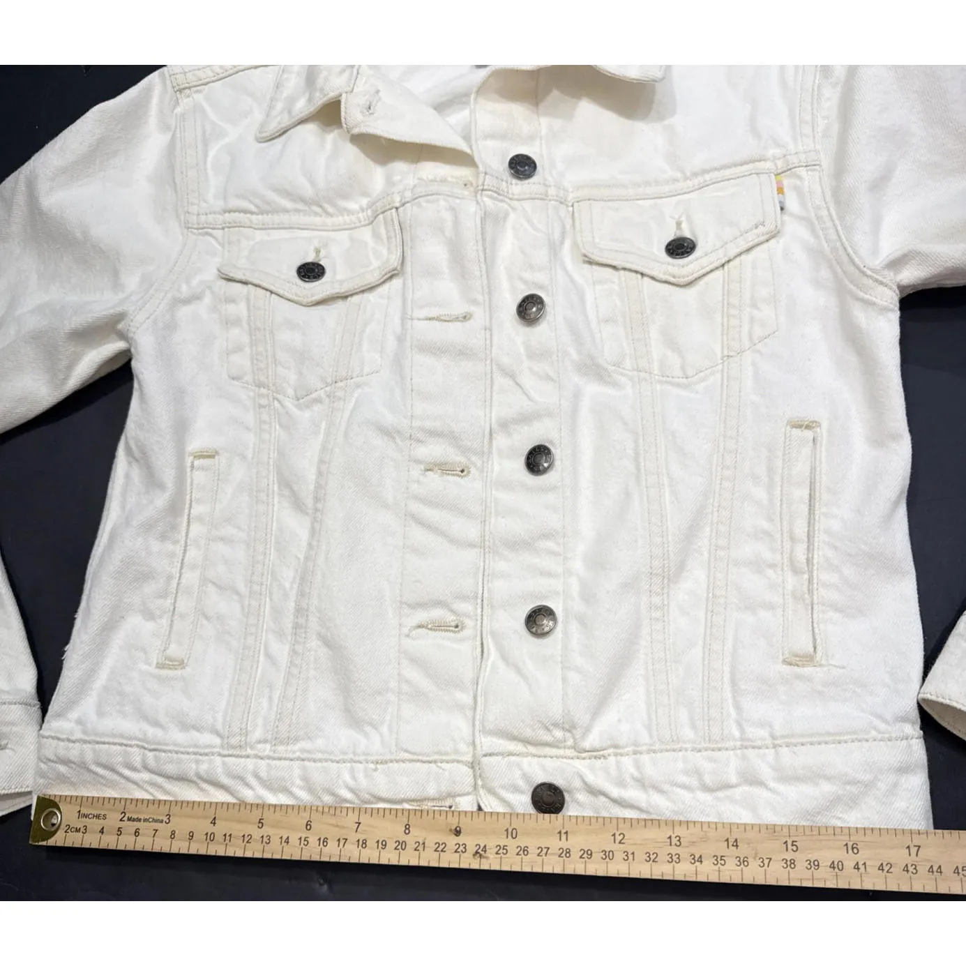 Rails White Denim Jacket Button Front Jean Pockets Lightweight Casual Boho XS - Image 11