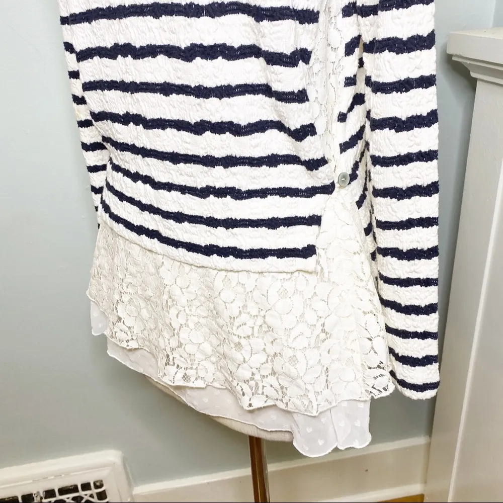 Anthropologie Stripe & Lace Sweater Cardigan Balck & White XS - Image 7