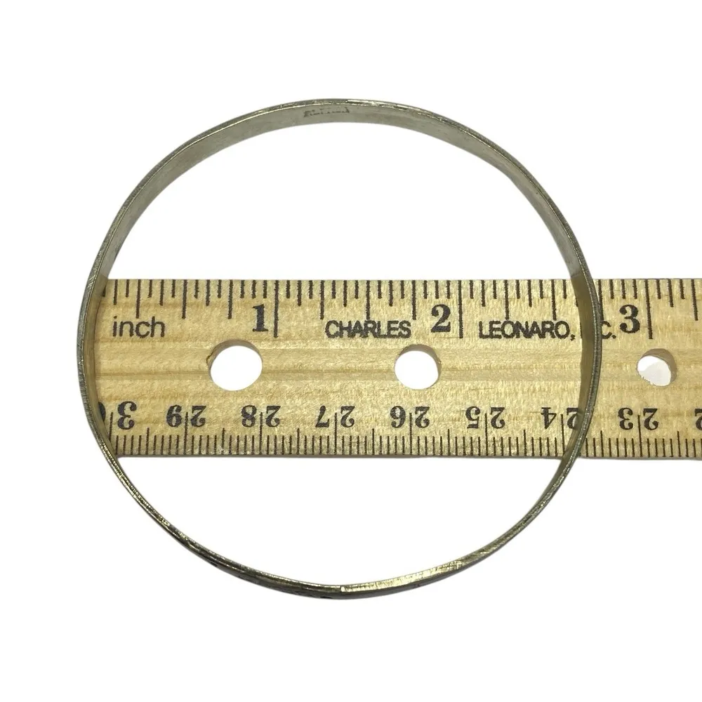 Vintage Alpaca Silver Abalone Inlay Round Bangle Bracelet - Image 4