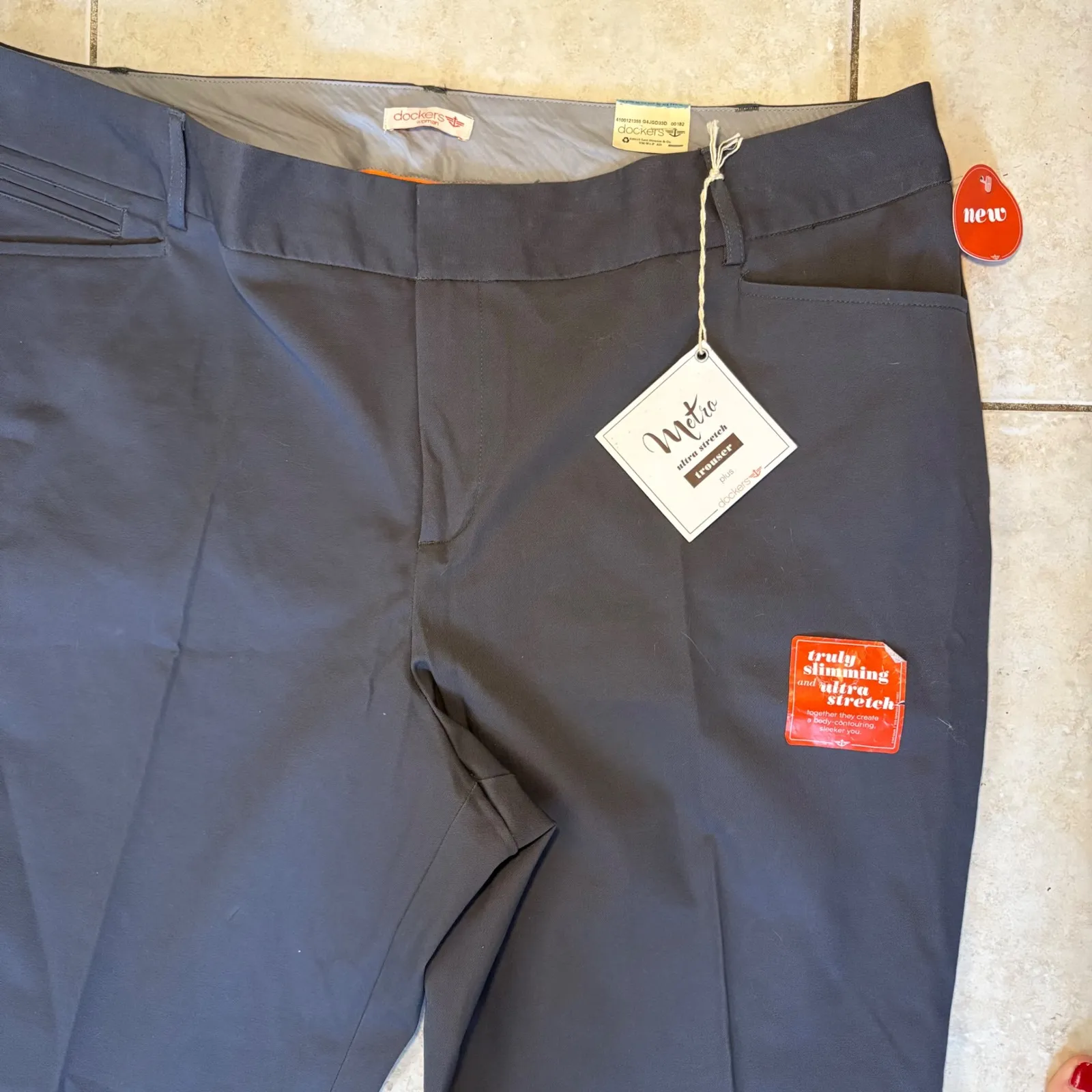 New Dockers Ultra Stretch Trousers Pants Gray Womens 20W M READ - Image 2