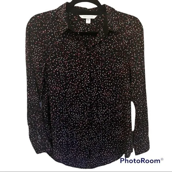 Popsugar Women’s Black Polka Dot Blouse Size XS - Image 2