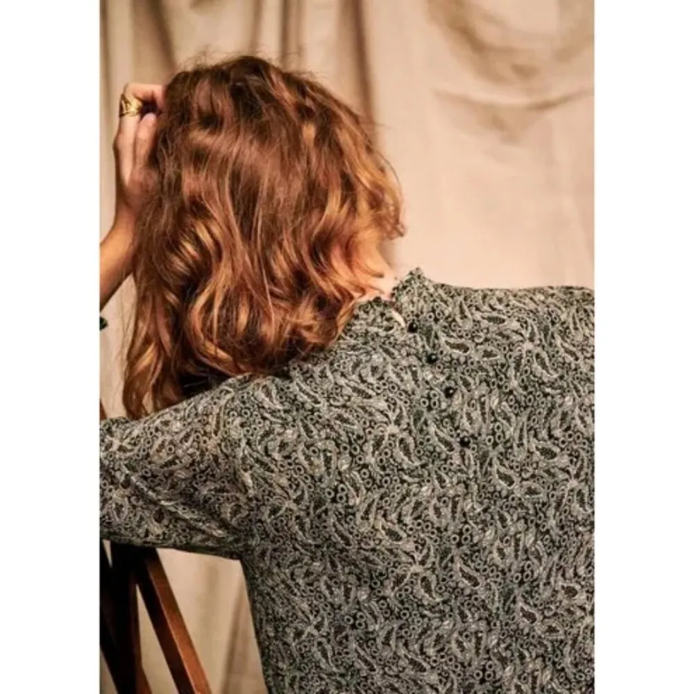 💕SEZANE💕 Odile Dress ~ Printed Kashmir Black and White FR 42 = US 10 NWOT - Image 5