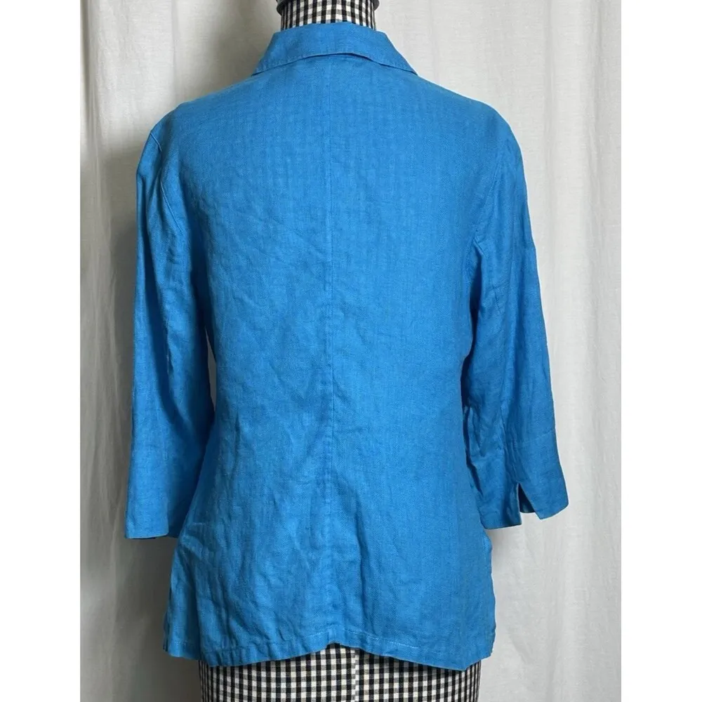 Lauren Ralph Lauren LRL Women’s Button Up Shirt 100% LINEN S Teal Lightweight - Image 2