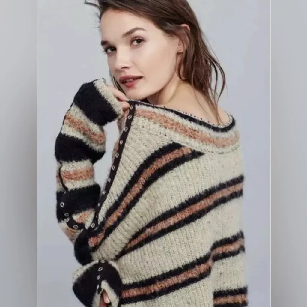 Free People Sid Tunic Striped Wool Blend Sweater - Image 3