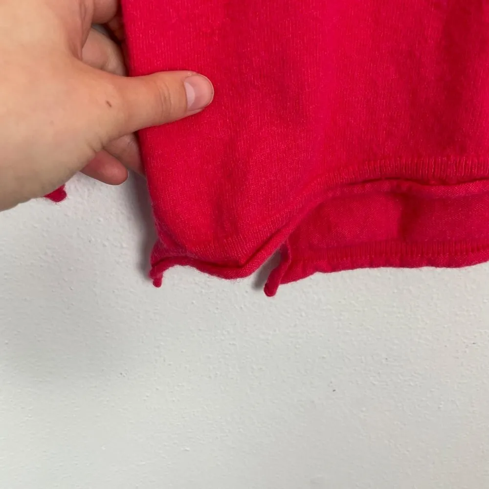 J. Crew Factory Woman's Sz S Red V Neck Step Hem Fall Cotton Wool Sweater AC623 - Image 6