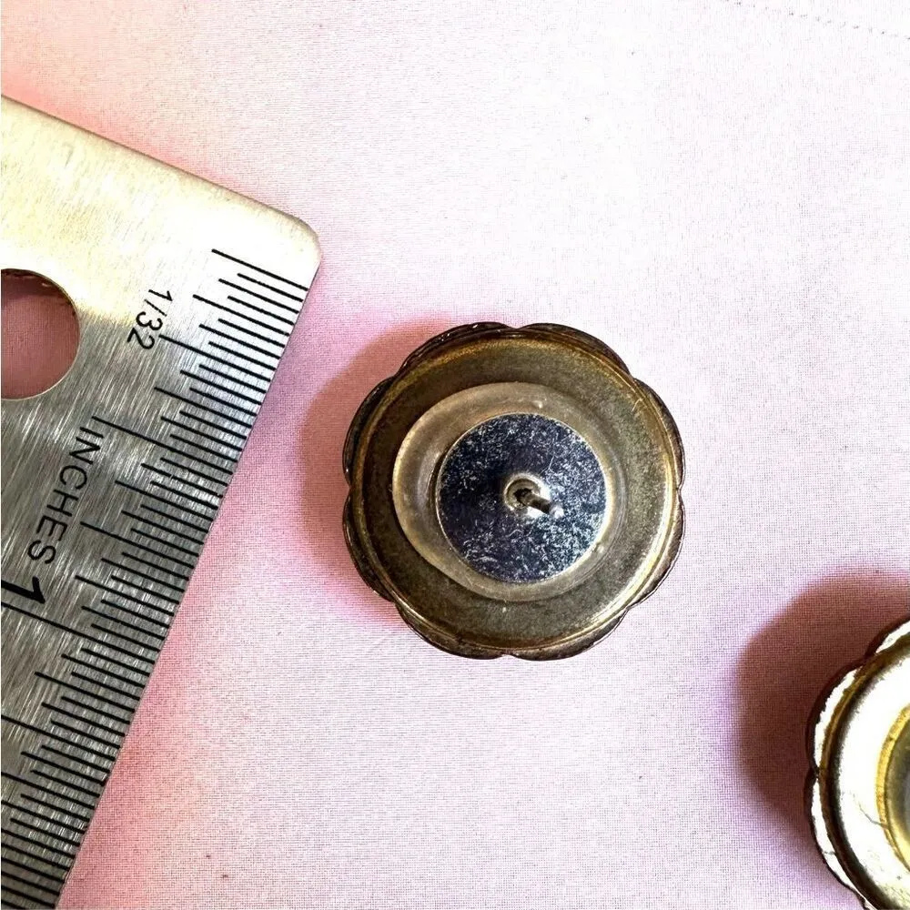 Embossed Floret Motif Floral Cameo Post Earrings - Image 5