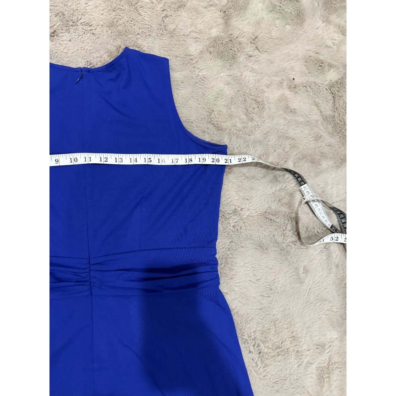 Talbots Women's‎ Petite Dress 1X Blue Sleeveless Floral Hem Trim Casual & Office - Image 8