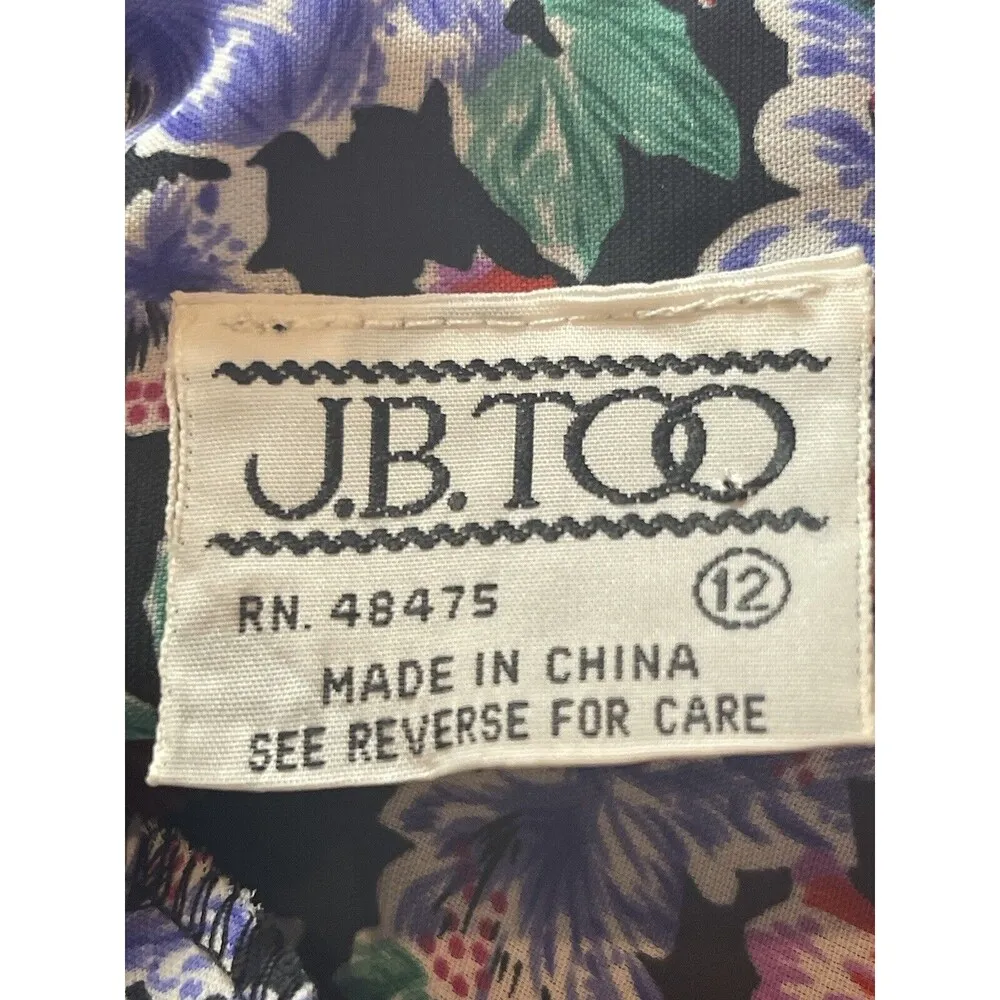 VTG JB too Short Sleeve Blouson Modest Maxi Floral Dress Sz 12 - Image 13