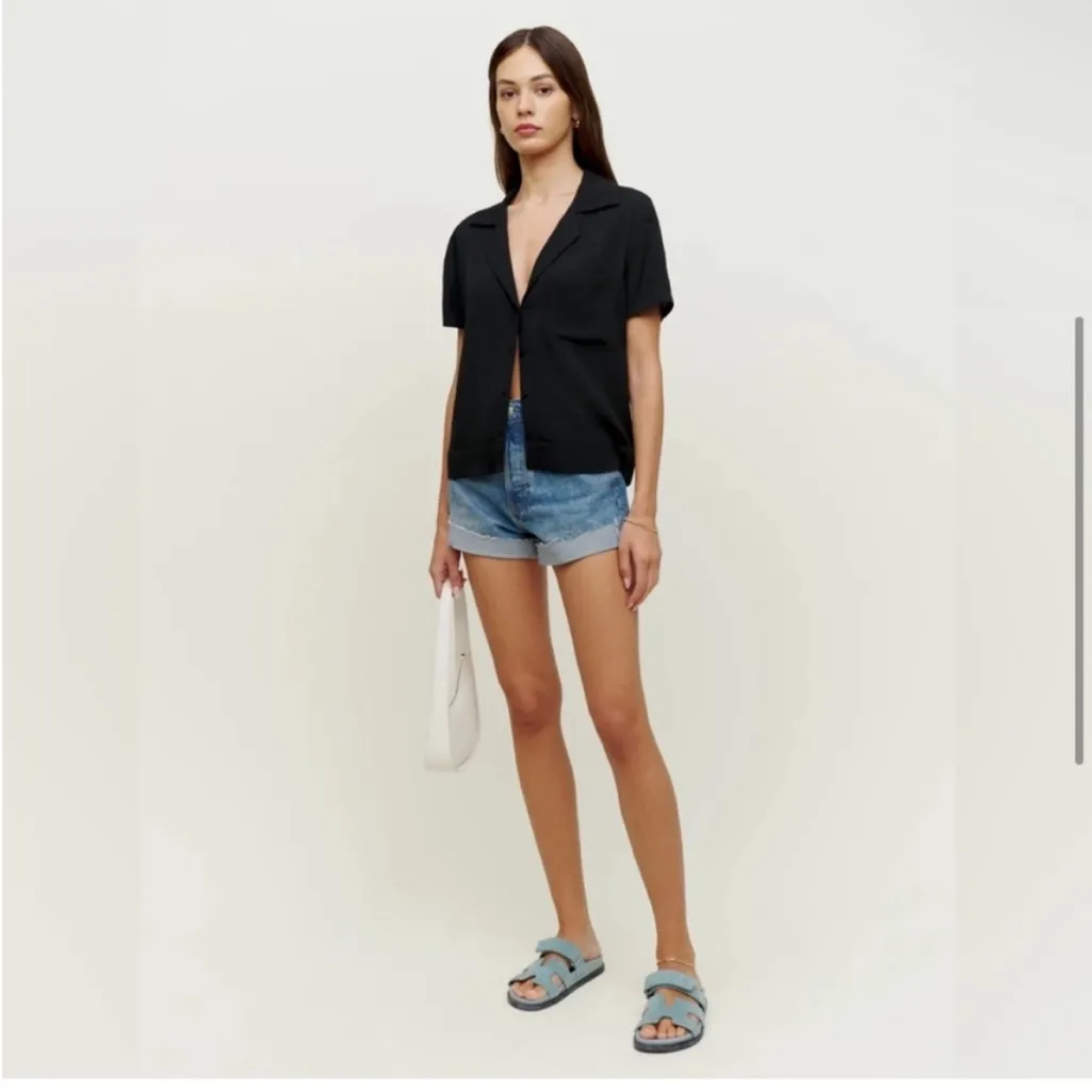 Reformation Cuba Top Black Short Sleeve size S - Image 5