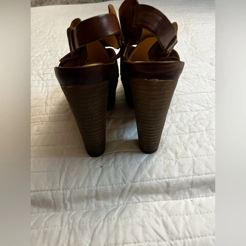 Rag & Bone Sandals Sloane Tan Nubuck Leather Platform Heel Slingback - Image 4