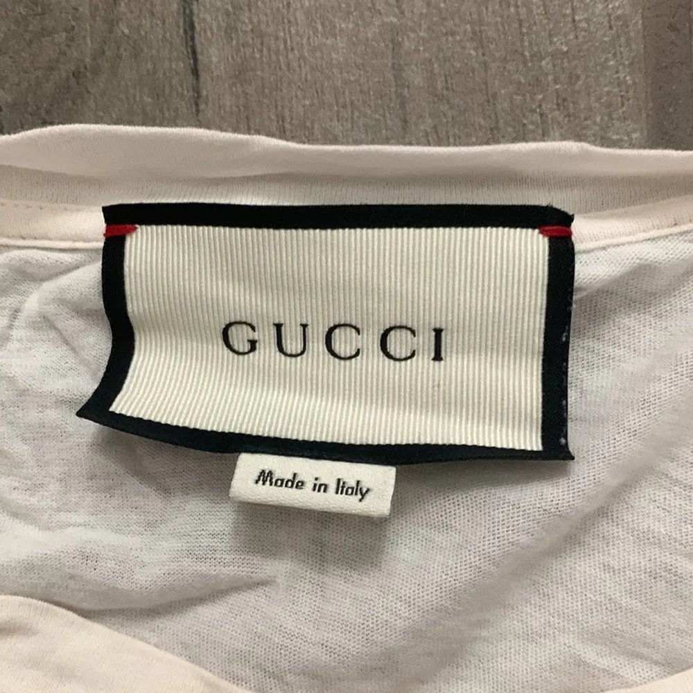 Gucci Floral-Embroidered Logo Distressed Cotton T-Shirt - Image 5