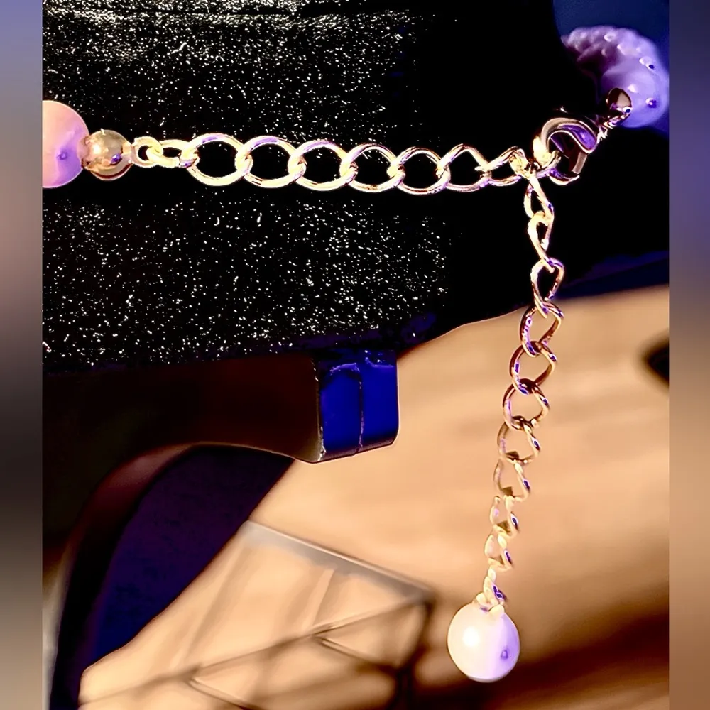 Exquisite 6 Strands of Braided Mini Pink Pearls Choker Necklas - Image 4