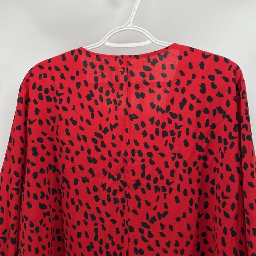 No Brand red black balloon sleeve animal print top date night party girls night Size 3X - Image 7