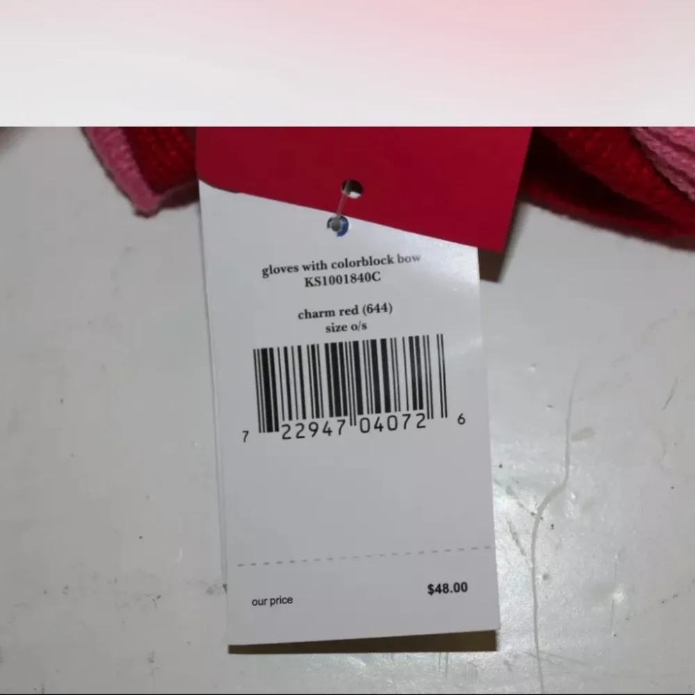 Kate Spade Colorblock Bow Gloves Pink Red Knit - Image 4