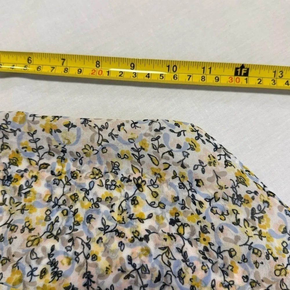 Loft Womens Petites Floral Sheer Ruffled Ling Sleeve Blouse Top, Size XX Small # - Image 9