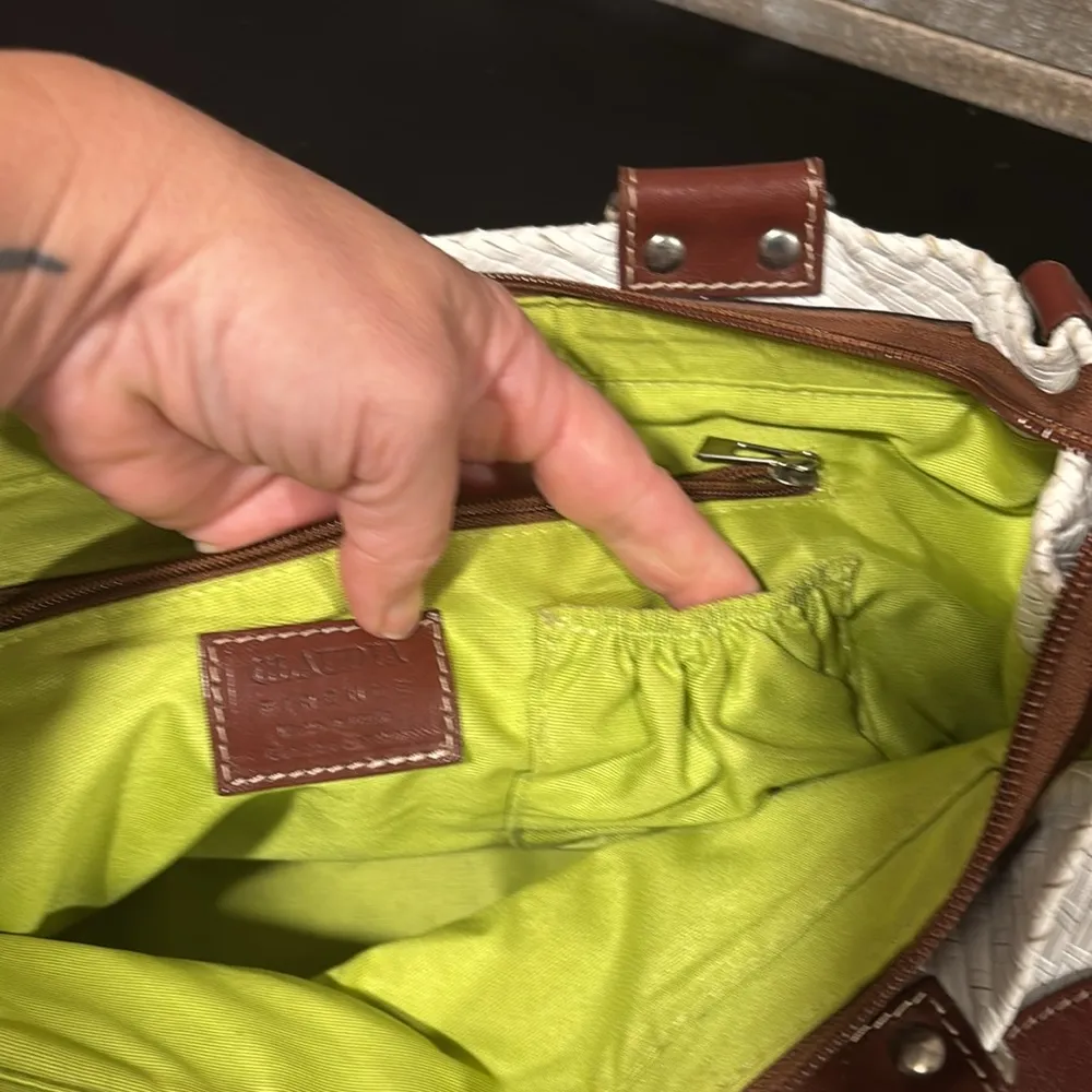 CLAUDIA Firenze genuine leather white and brown made in Italy shoulder bag - Image 9