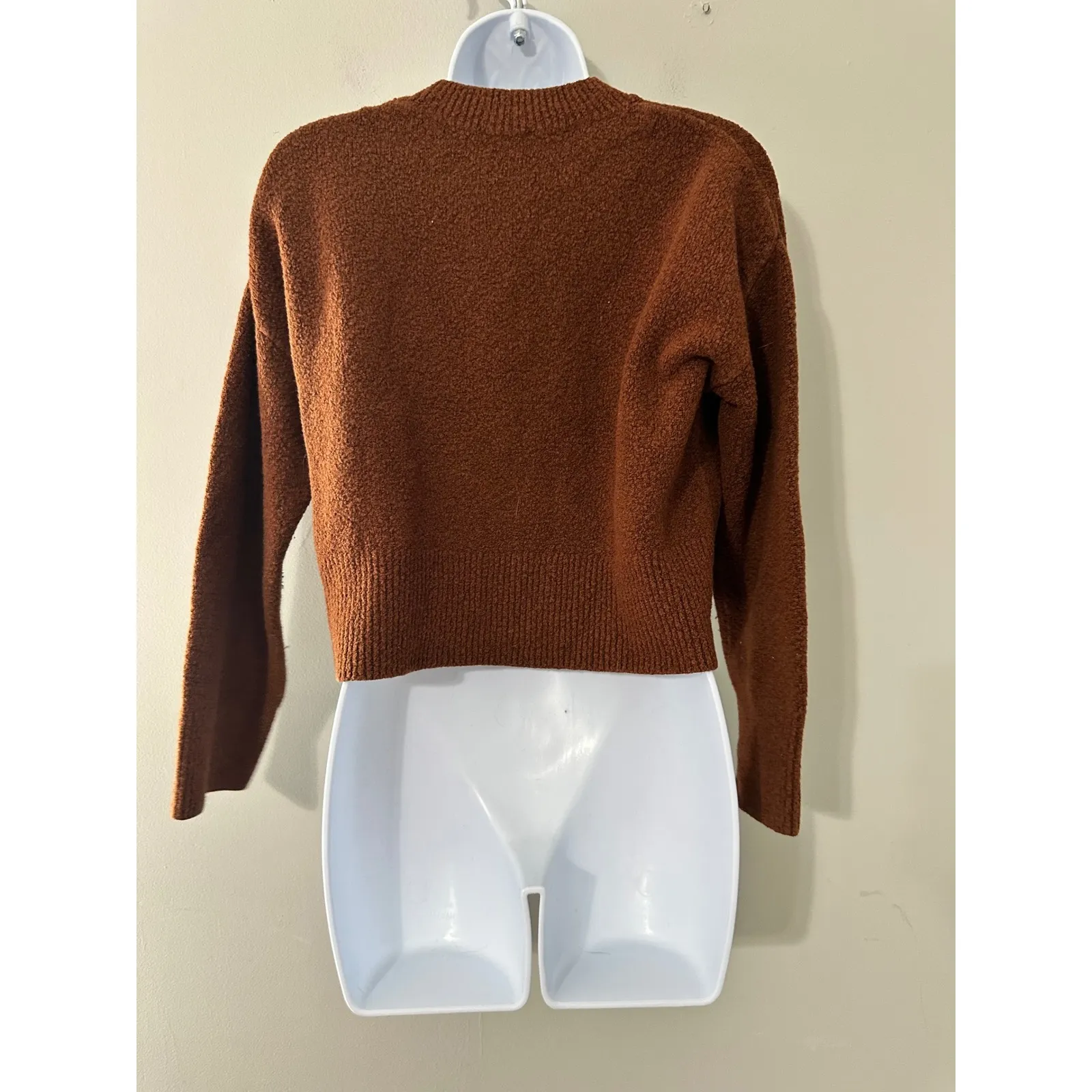 Paris Atelier & Other Stories Textured Cropped Sweater Brown Wool Blend Size XS - Image 2