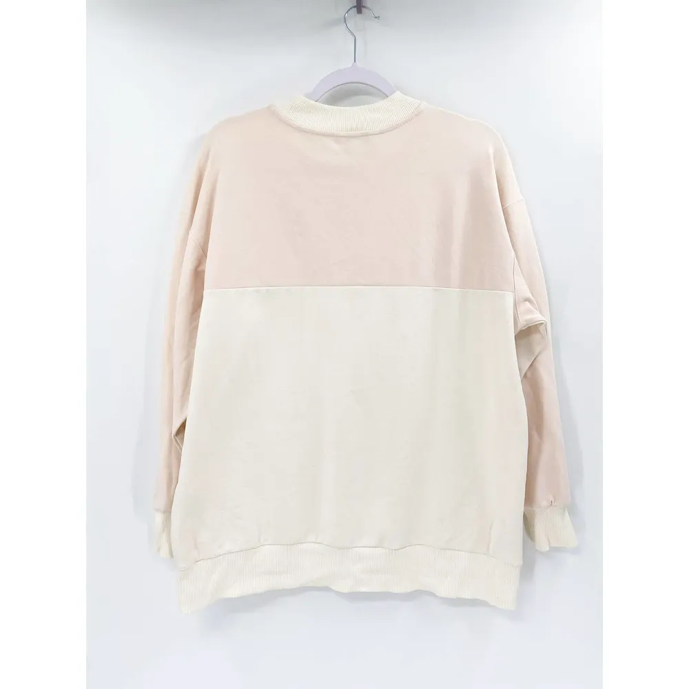Club Monaco Cream Pink Colorblock Crewneck Pullover Sweatshirt Size Small - Image 46