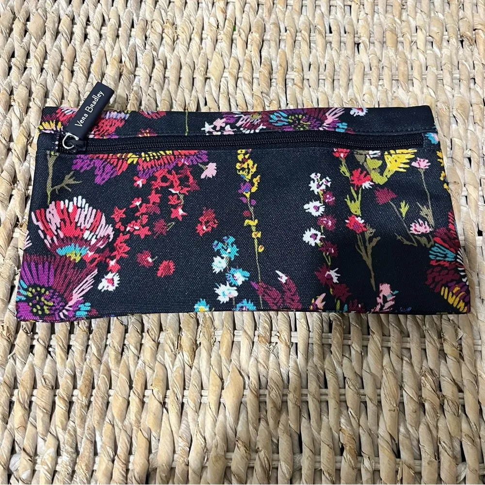 Vera Bradley Lighten Up Double Zipper Pencil Pouch Midnight Wildflowers - Image 2