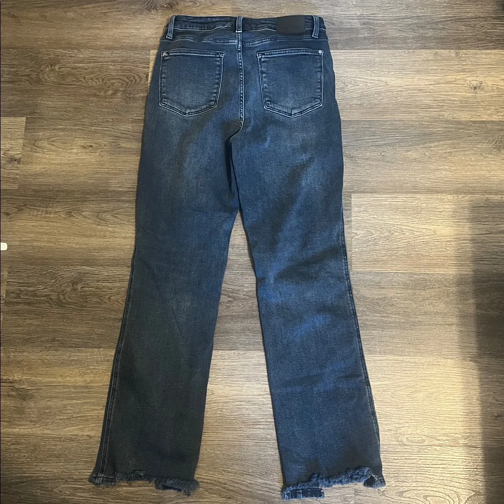 Judy Blue Straight Fit High Rise Button Up Black Wash  Jeans w/Raw Frayed Hem 30 - Image 7