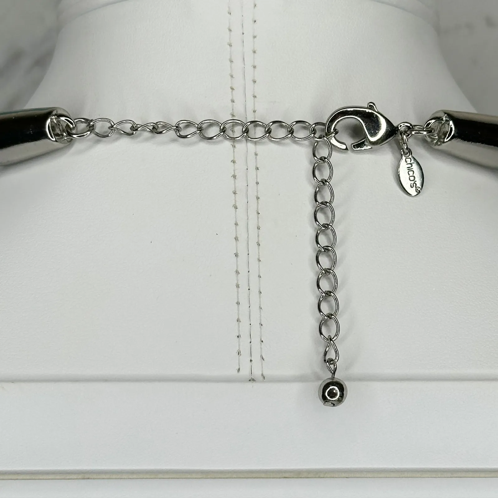 Chico's Rhinestone Silver and Gold Tone Black Braided Cord Necklace ✨ - Image 8