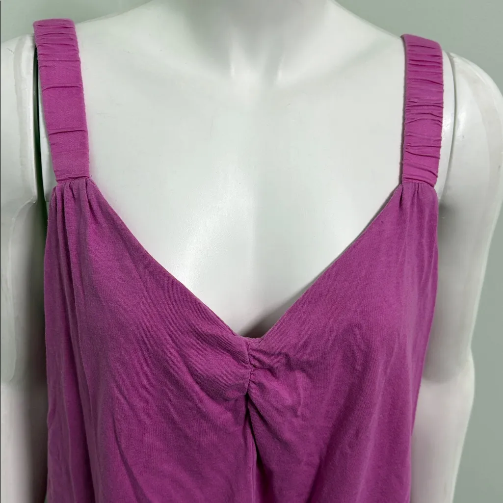 Soft Surroundings Pink Ruched Asymmetrical Tank Top Large - Image 2